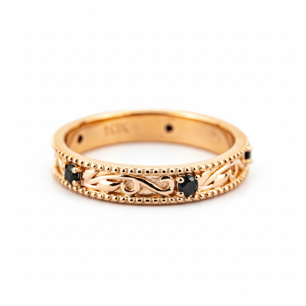 Product view of Black Onyx Engagement Ring in Gold