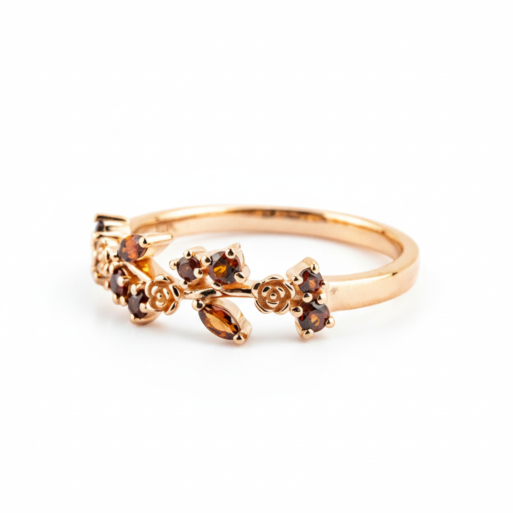 Product view of Garnet Ring in Rose Gold