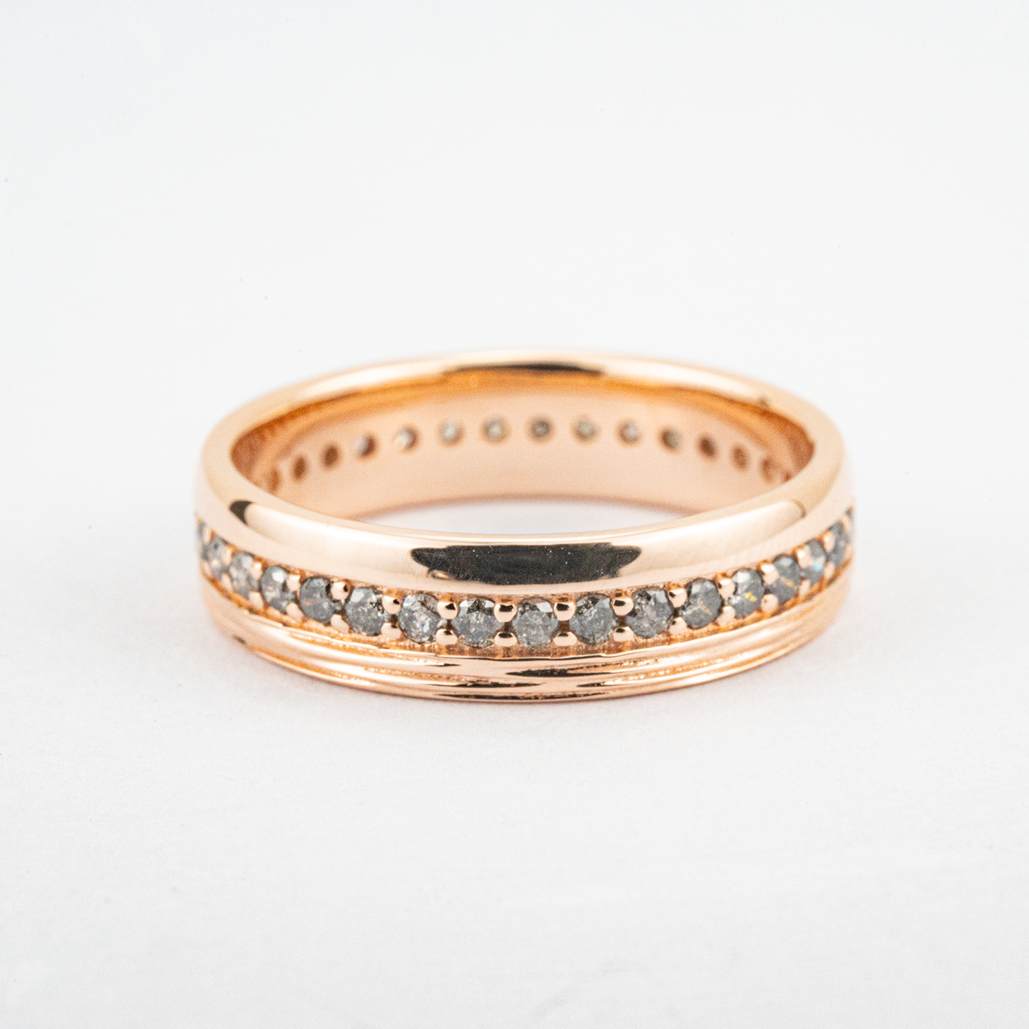 Classic Salt and Pepper Diamond Rose Gold Band Wedding Band Man Ring Band For Him
