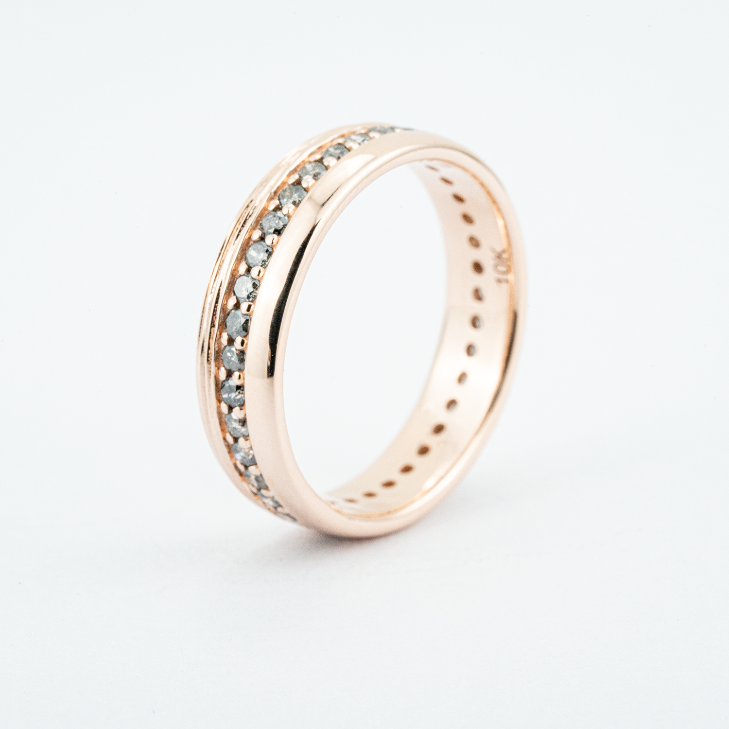 Classic Salt and Pepper Diamond Rose Gold Band Wedding Band Man Ring Band For Him