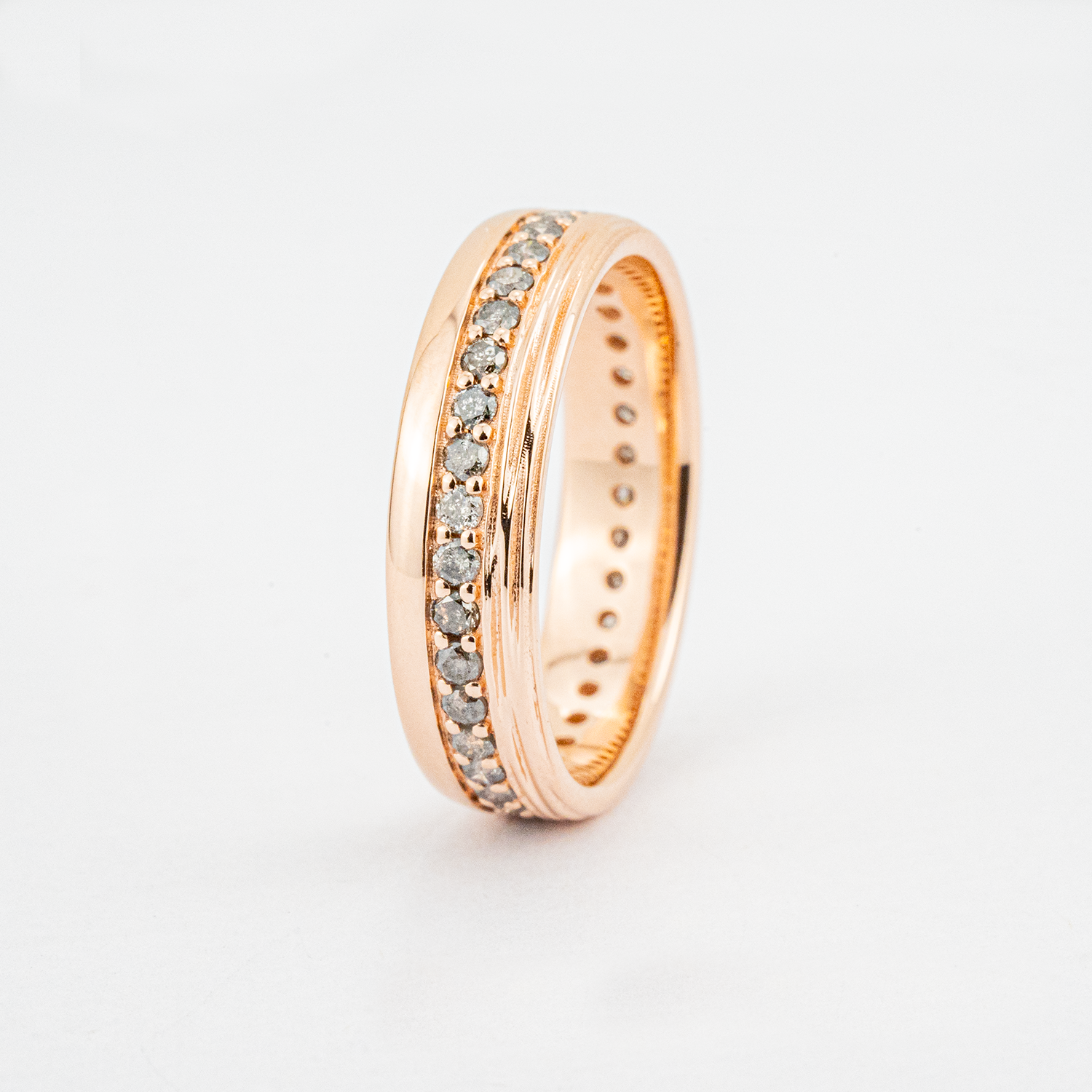 Classic Salt and Pepper Diamond Rose Gold Band Wedding Band Man Ring Band For Him
