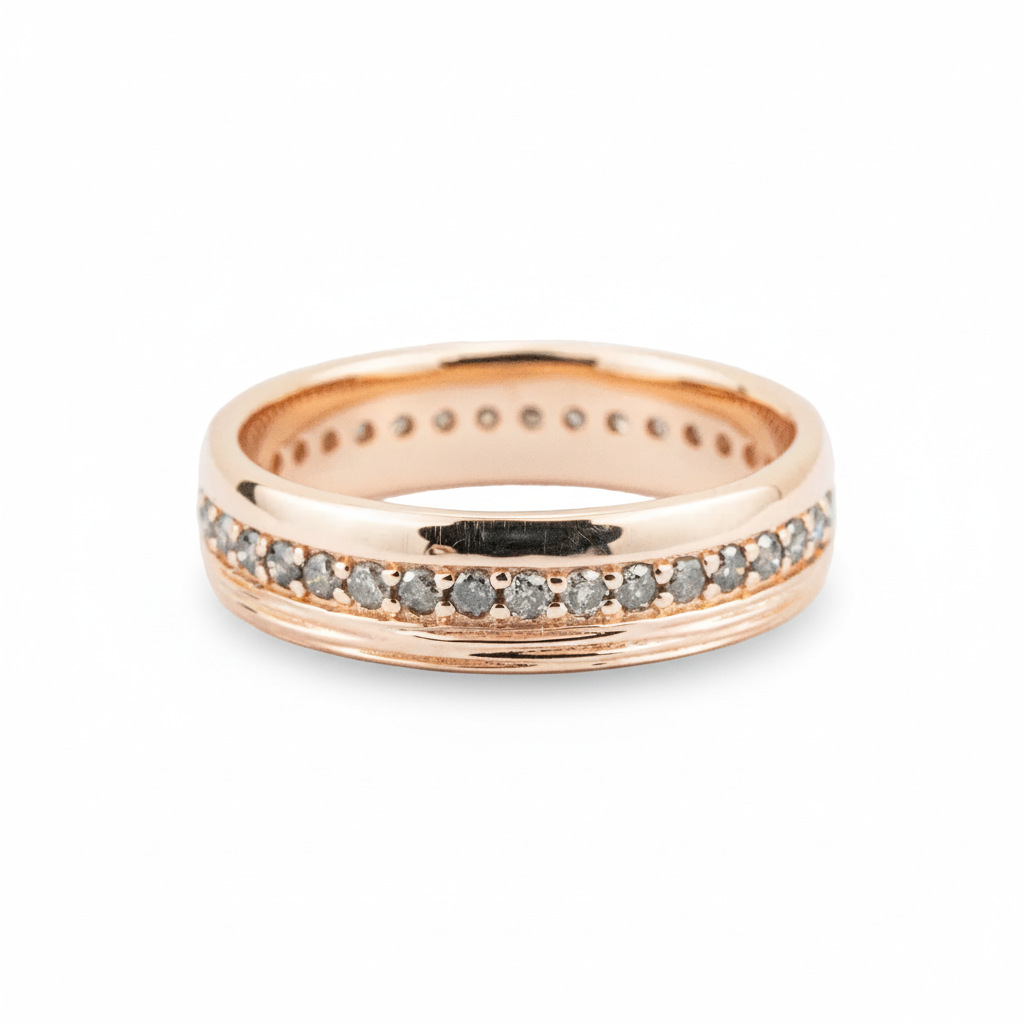 Classic Salt and Pepper Diamond Rose Gold Band Wedding Band Man Ring Band For Him