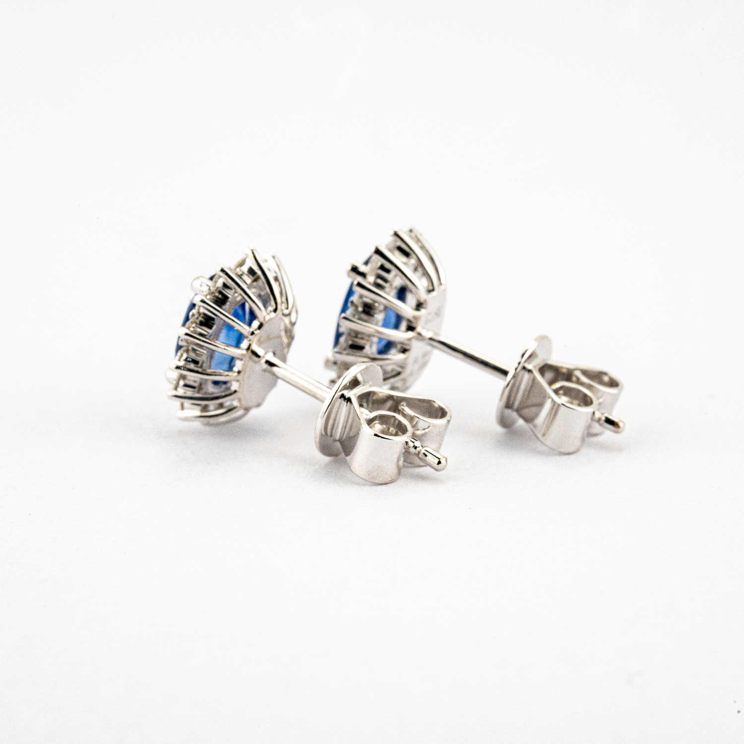 Classic Sapphire and Eternity Diamond Stud Earrings Sapphire Earrings White Gold Earrings