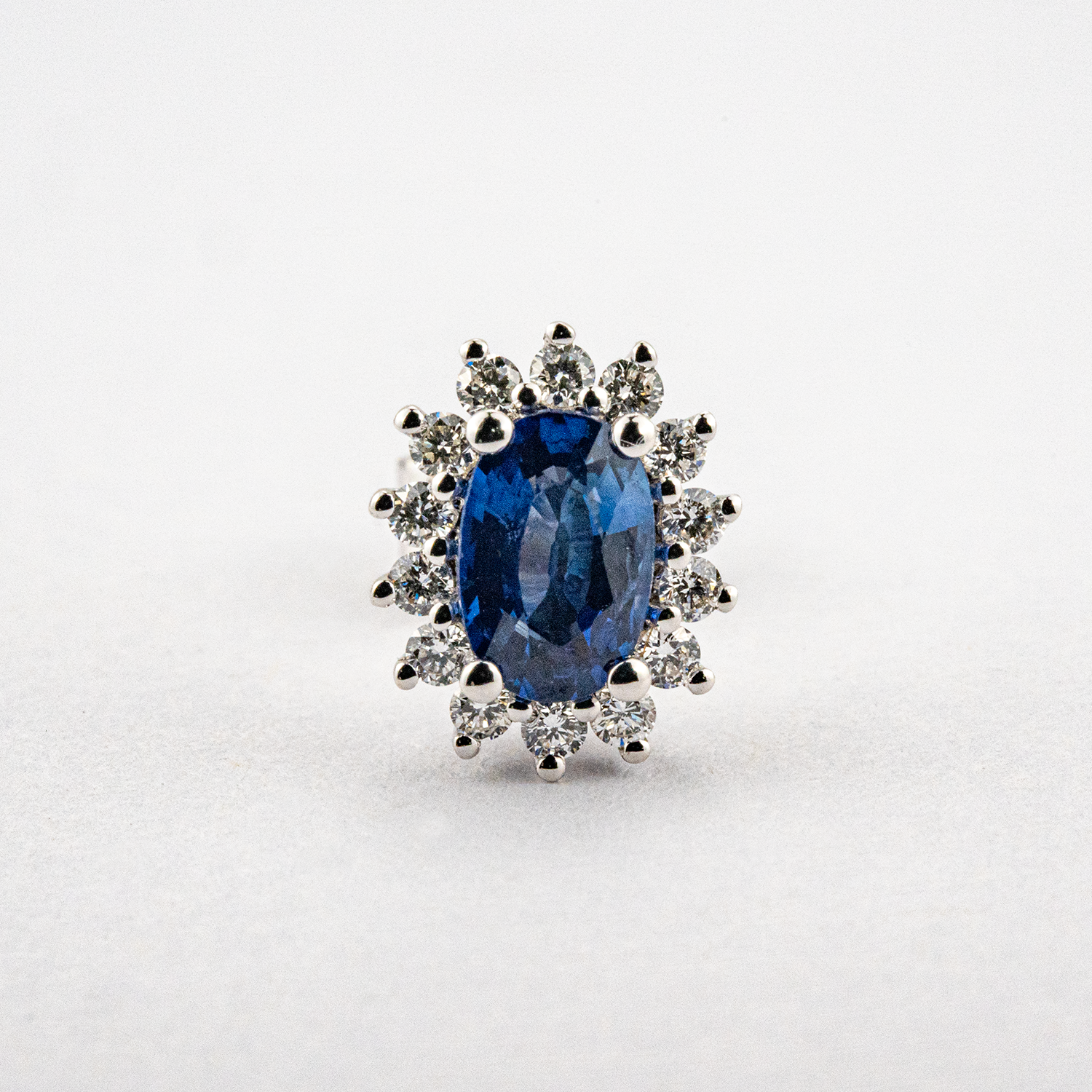 Classic Sapphire and Eternity Diamond Stud Earrings Sapphire Earrings White Gold Earrings