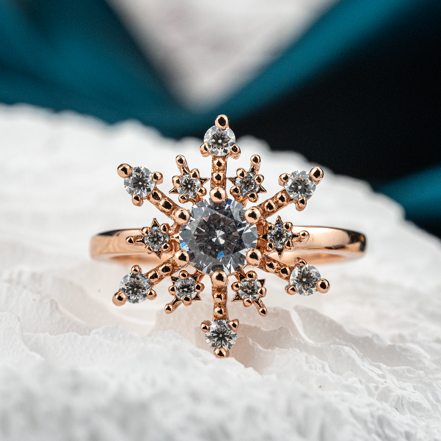 Snowflake Ring With Moissanite.