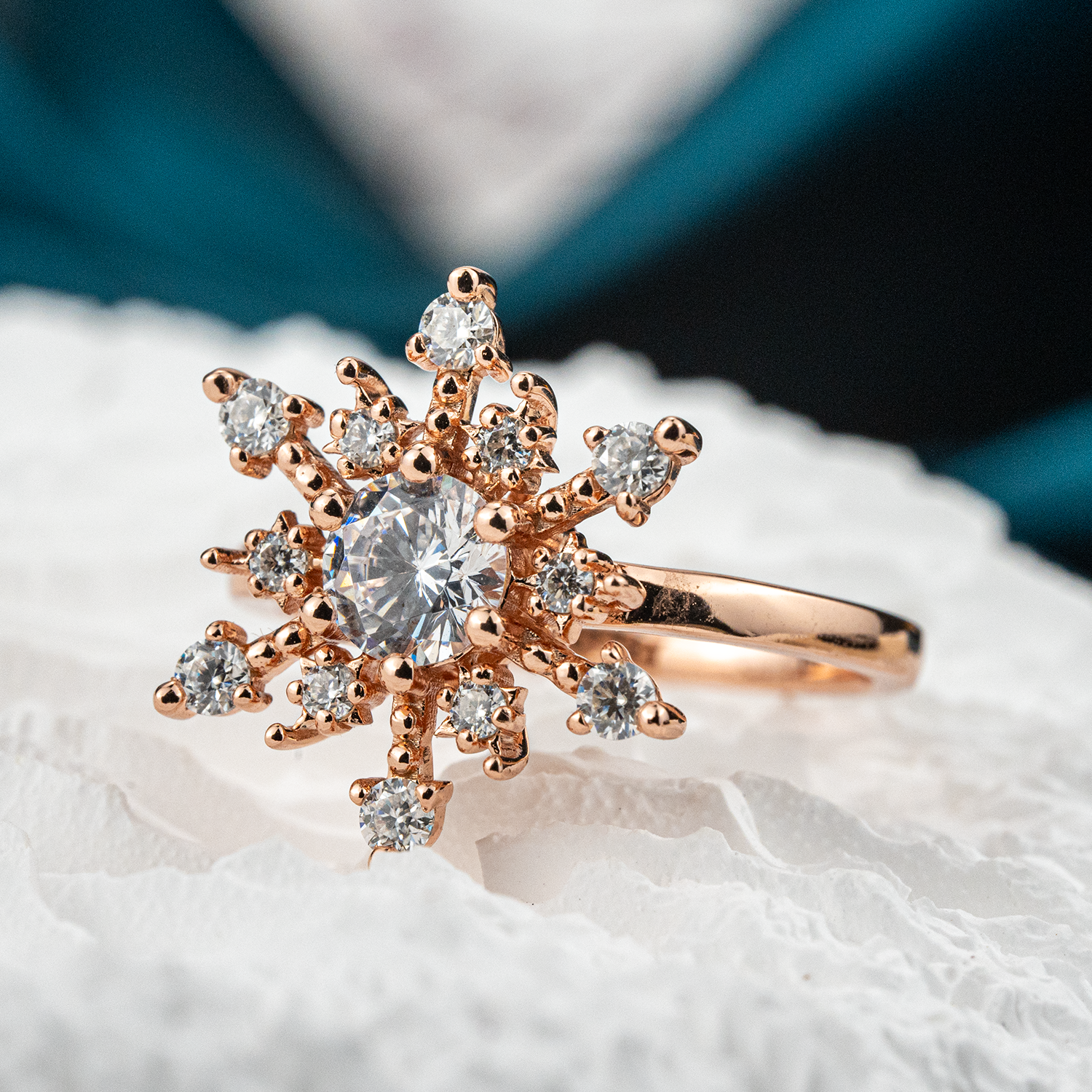 Snowflake Ring With Moissanite.