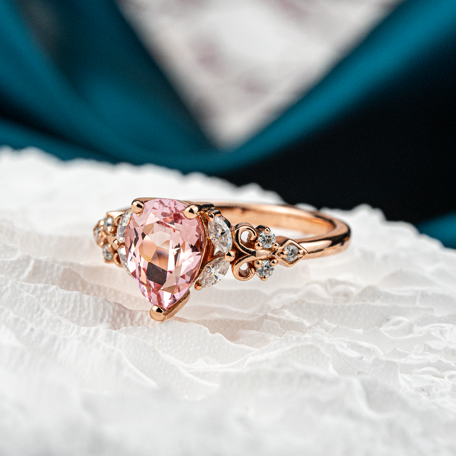 Rose Quartz Engagement Ring - Elegant, Gemstone, Jewelry