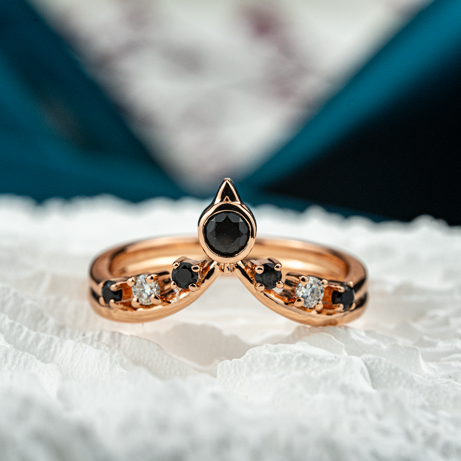 Luxurious black onyx side ring for elegant occasions