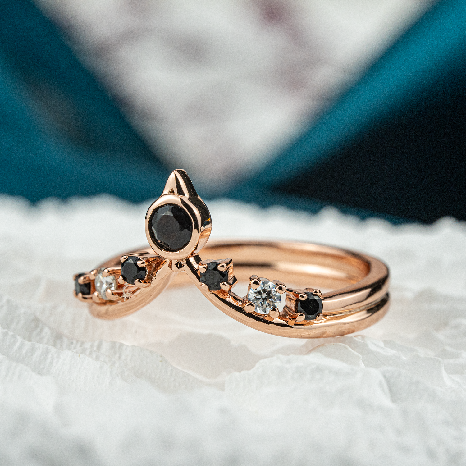 Luxurious black onyx side ring for elegant occasions