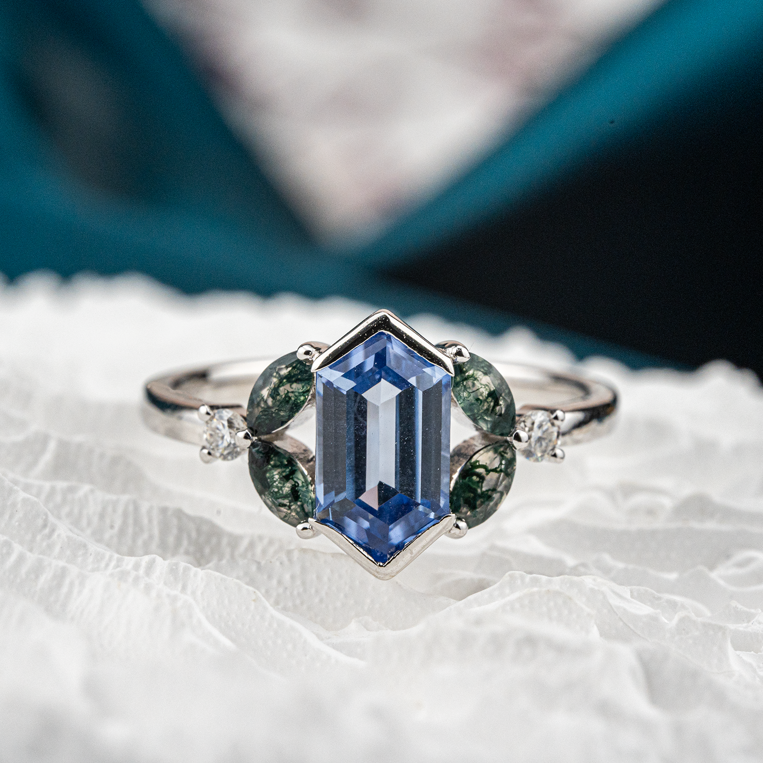 Elegant Long Hexagonal Sapphire Vintage Ring - Luxury Engagement Jewelry
