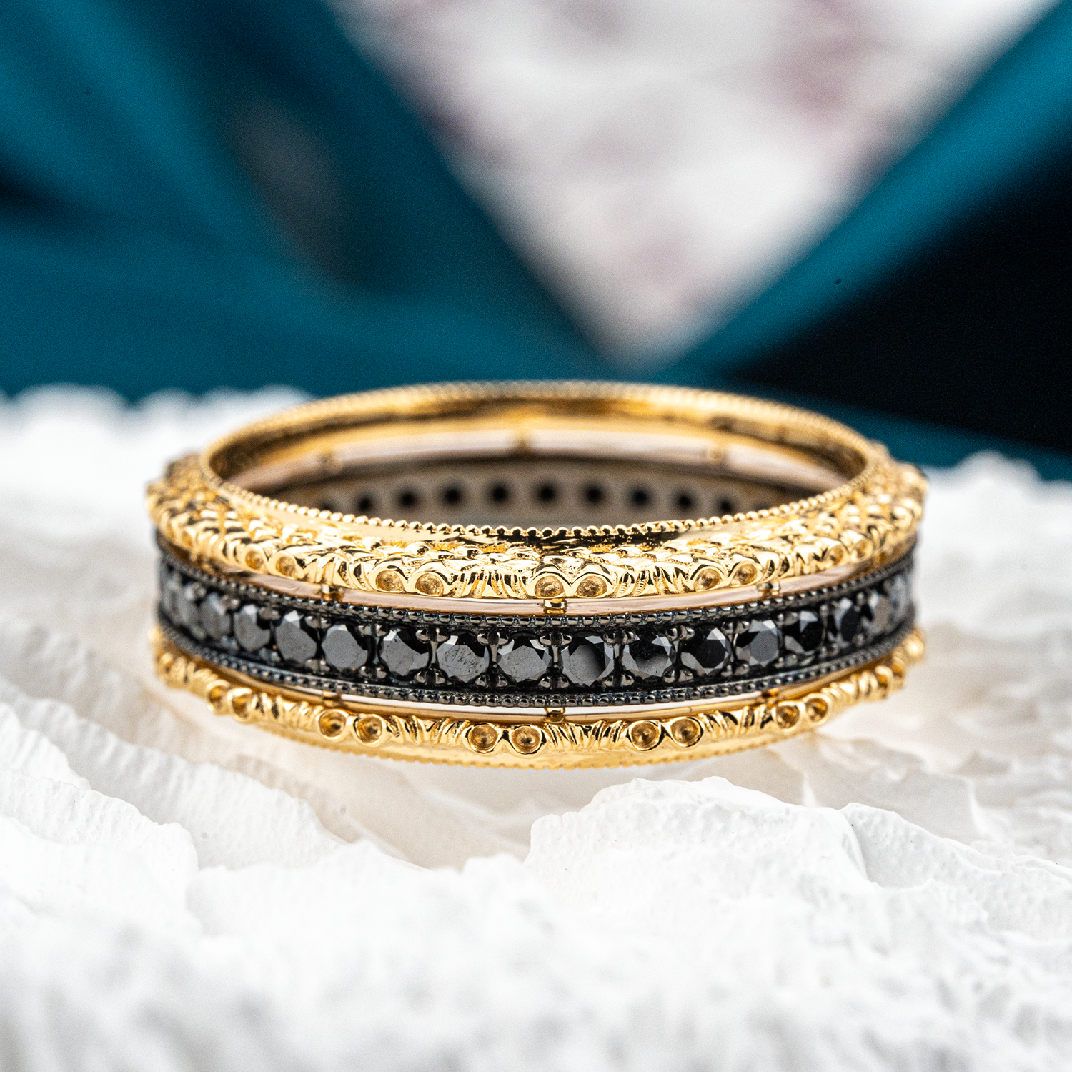 Timeless Black and White Diamond Wedding Rings - Opulent Love Symbols