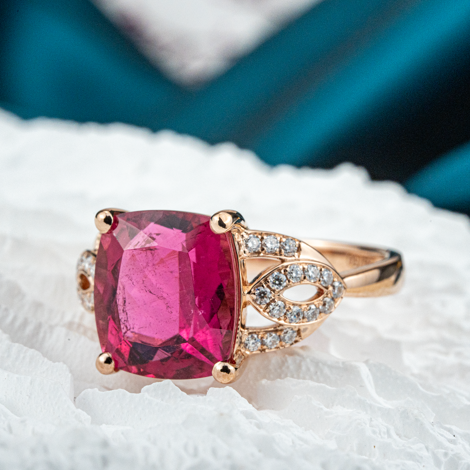 Luxurious square cut rubellite rose gold ring - perfect for engagement
