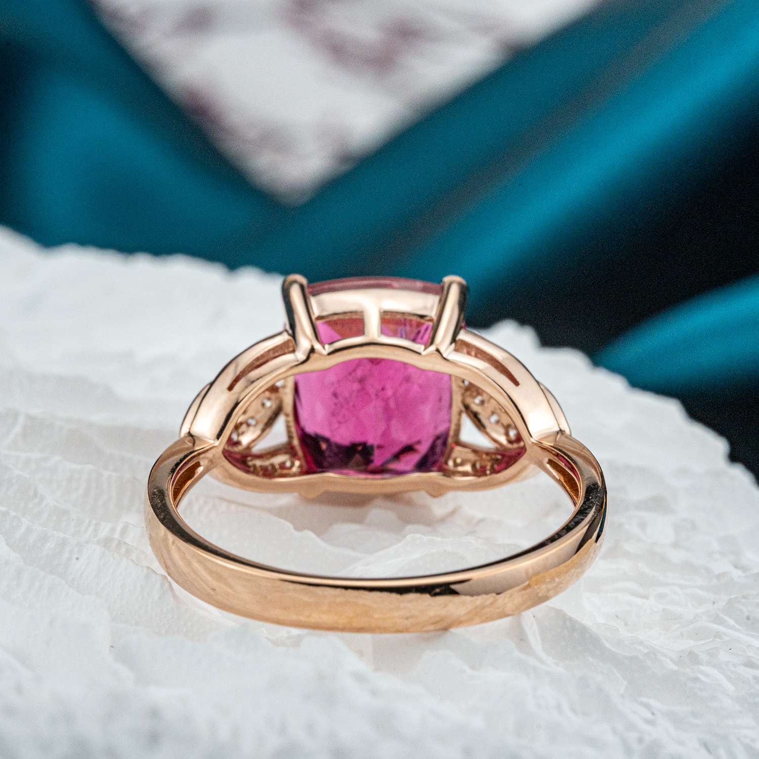 Luxurious square cut rubellite rose gold ring - perfect for engagement