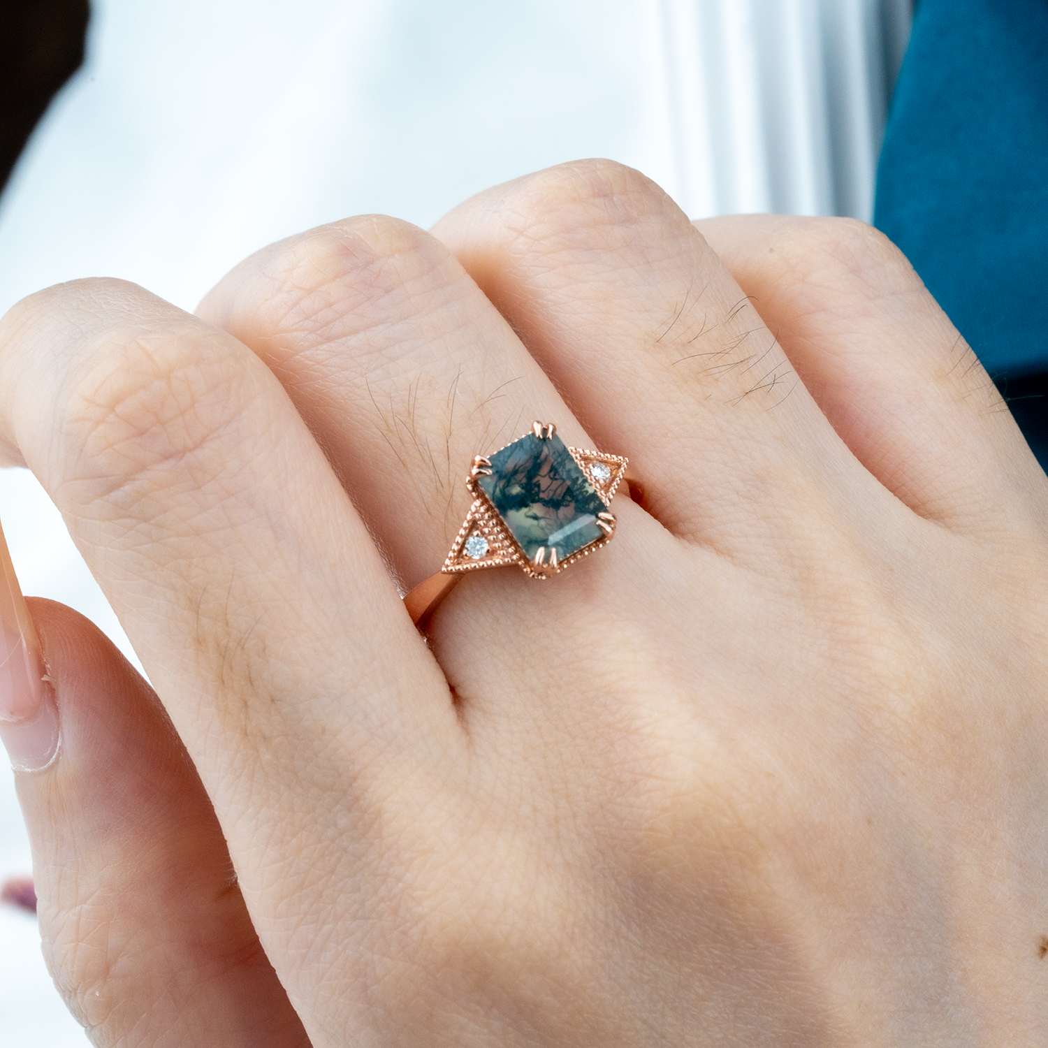 Beautiful Square Moss Agate Ring - Unique, Stunning, Nature-Inspired