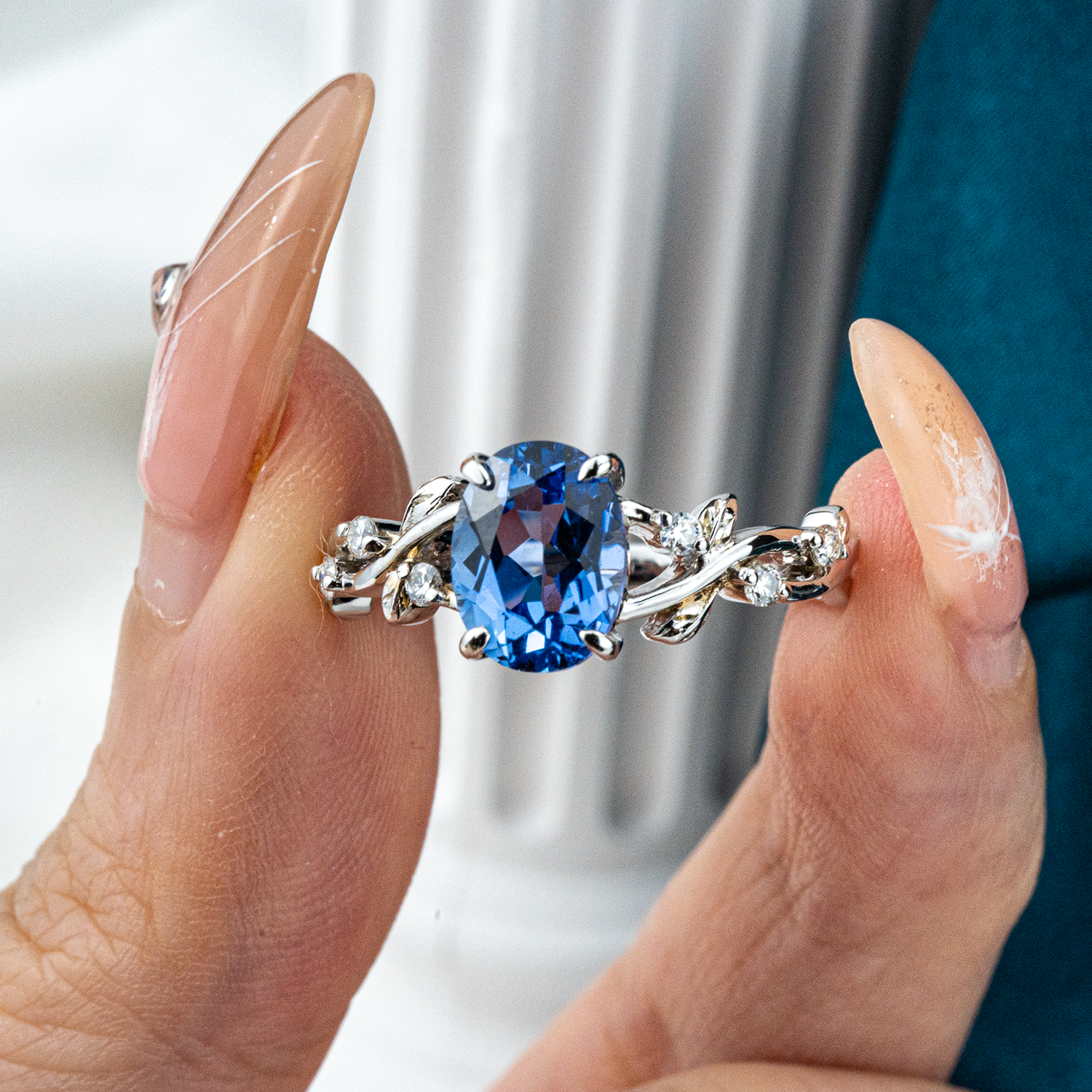Exquisite Oval Sapphire Unique Ring - Luxury Engagement Jewelry