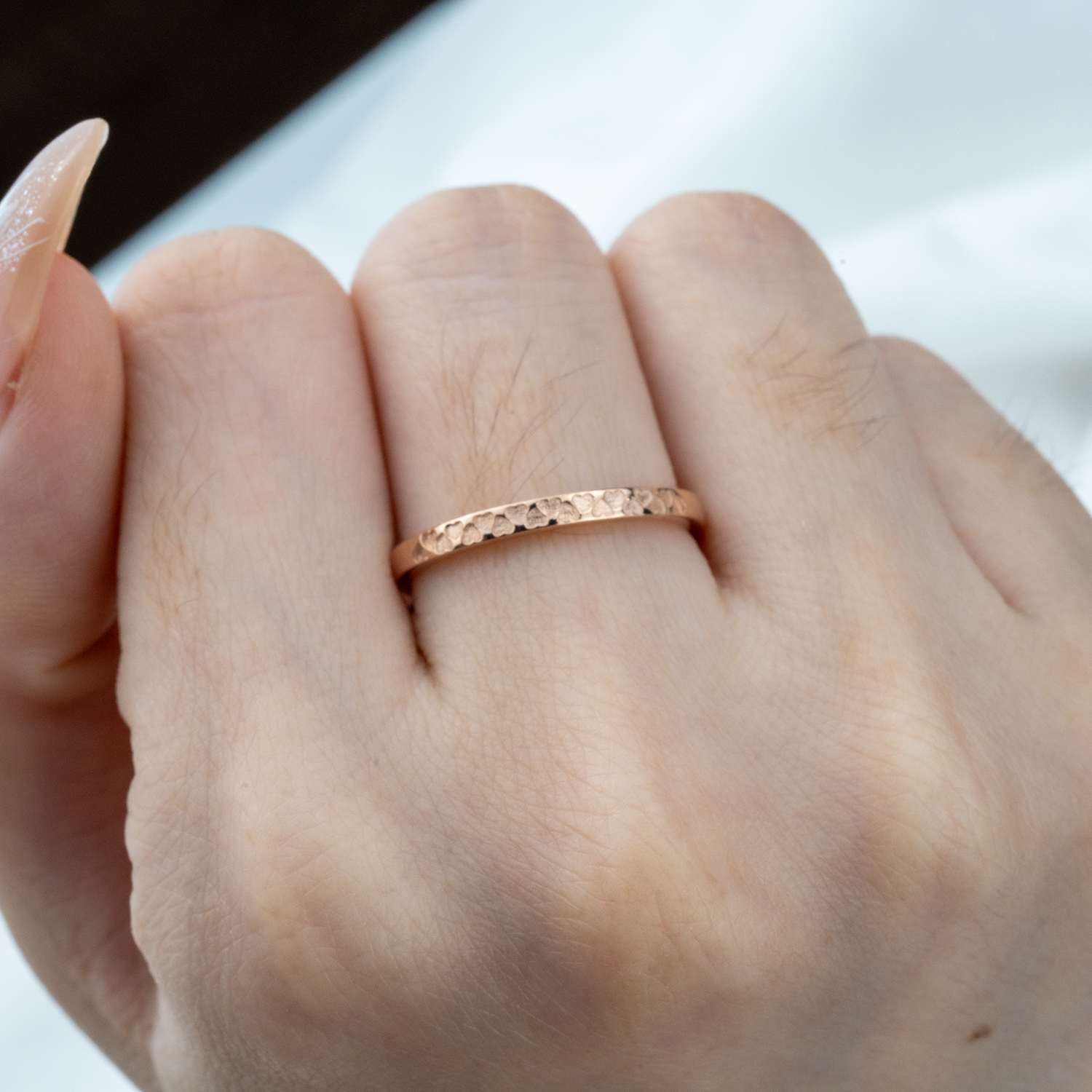 Textured Rose Gold Ring – Intricate Detailing, Unique Design, Handcrafted Beauty