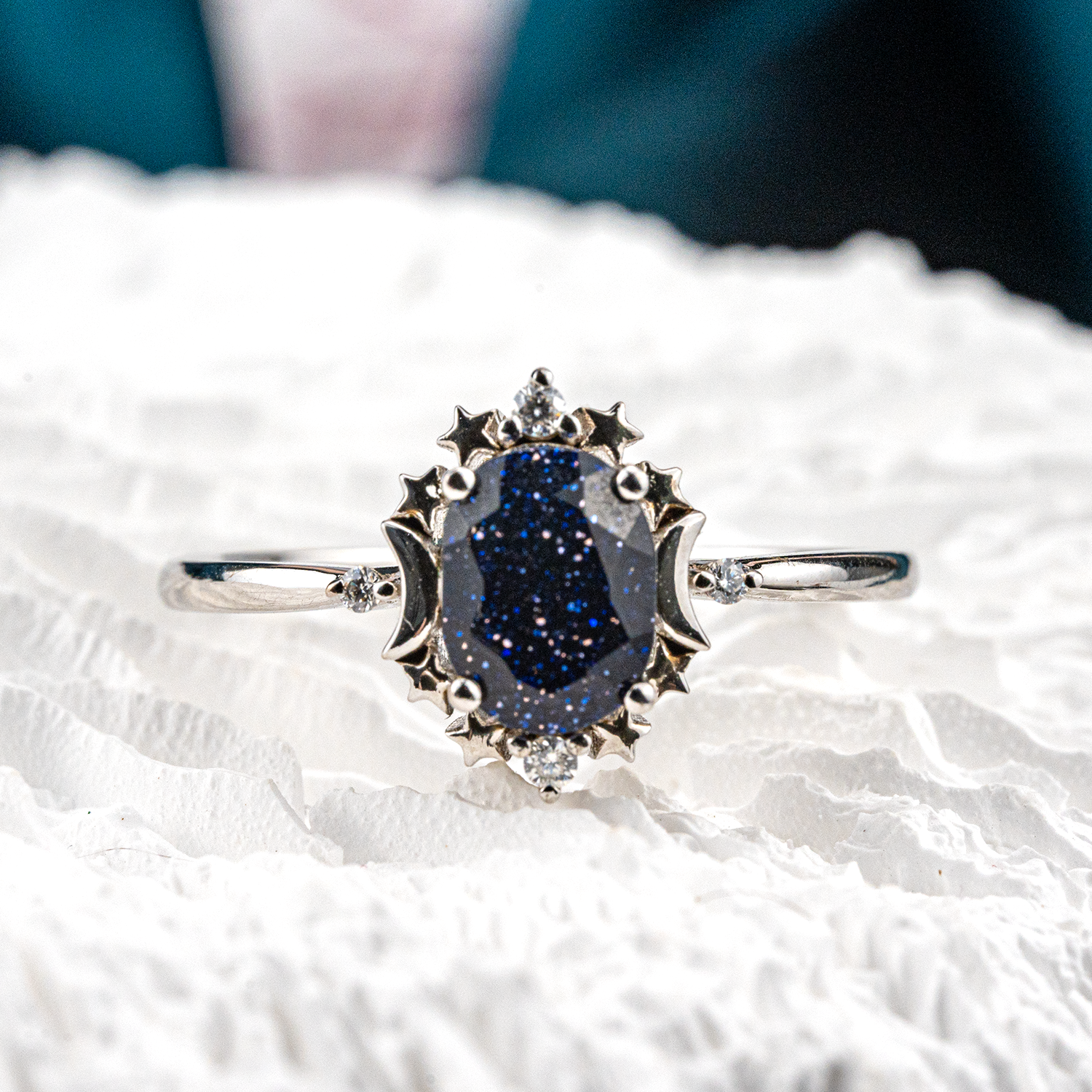 Shine bright like a Blue Sandstone & Moissanite Ring! Unique jewelry for unique you.