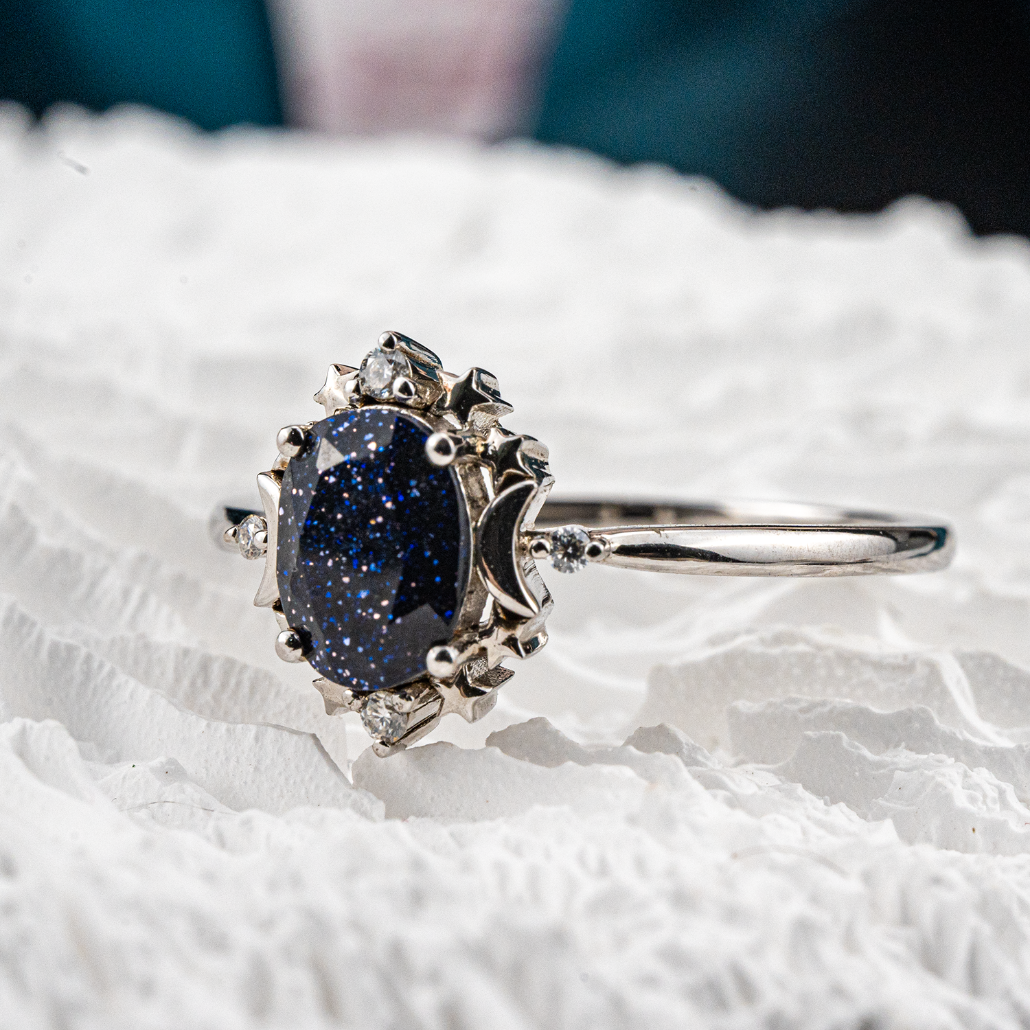 Shine bright like a Blue Sandstone & Moissanite Ring! Unique jewelry for unique you.