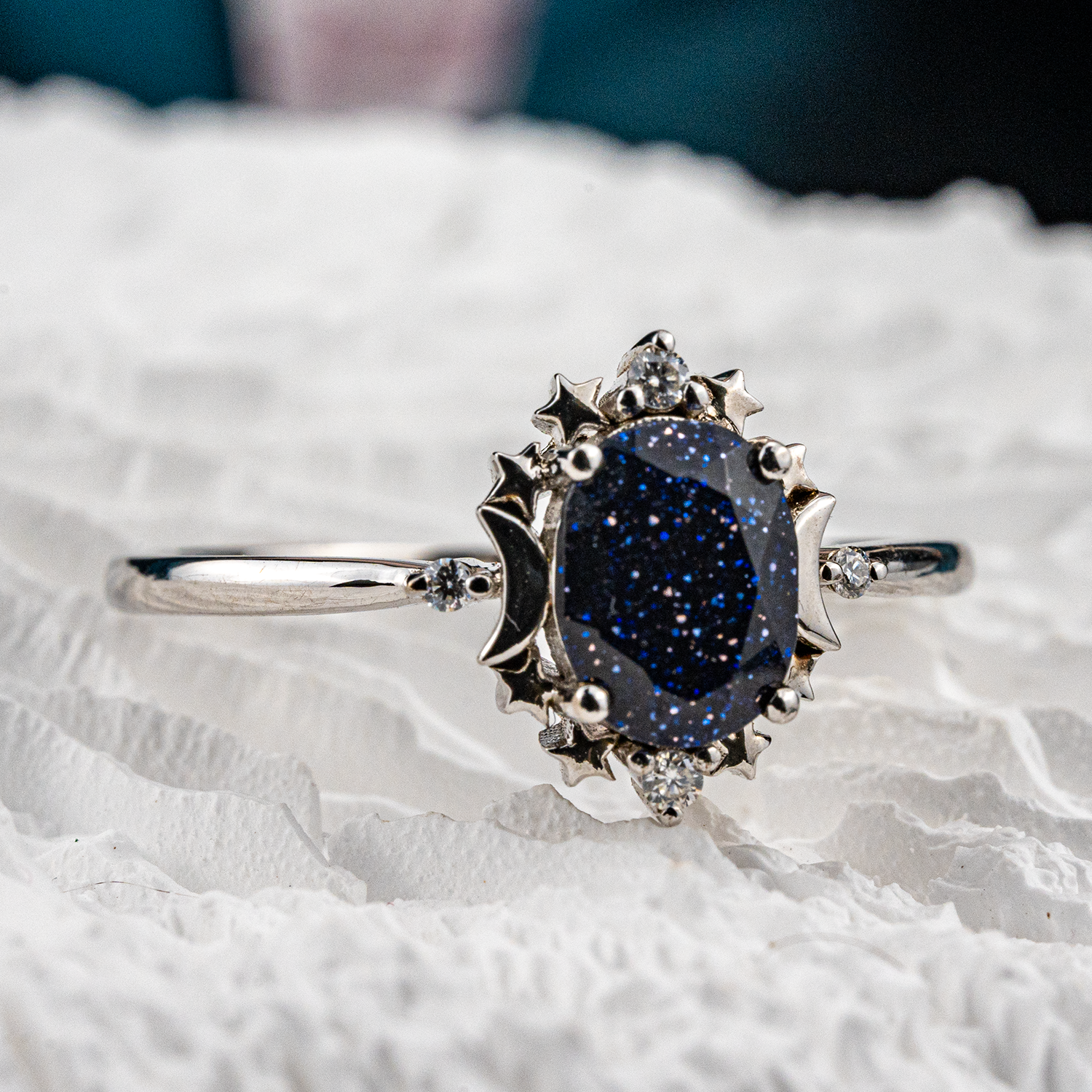 Shine bright like a Blue Sandstone & Moissanite Ring! Unique jewelry for unique you.