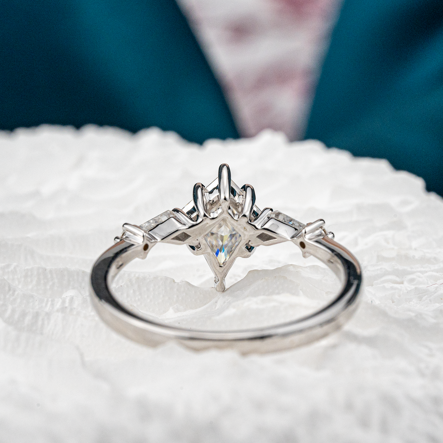 Luxurious White Gold Kite Moissanite Promise Ring for Engagement - Designer Jewelry