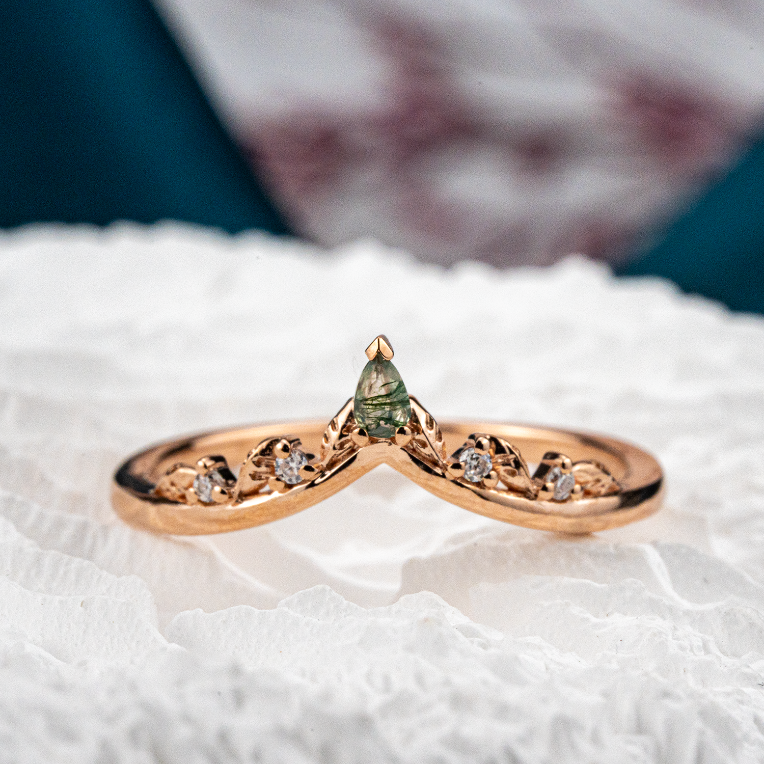 Exquisite Long Hexagon Moss Agate Ring - Luxury Jewelry for Sophisticated Style
