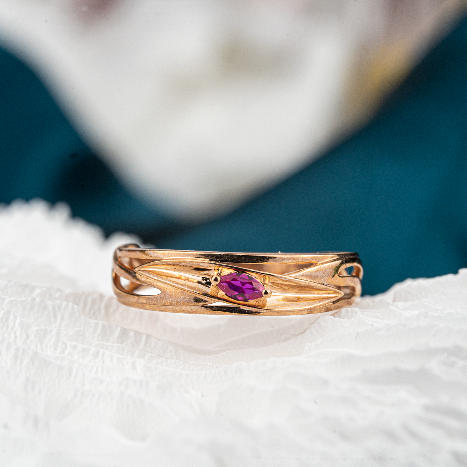 Handcrafted simplicity: Ruby band exemplifying minimalist design