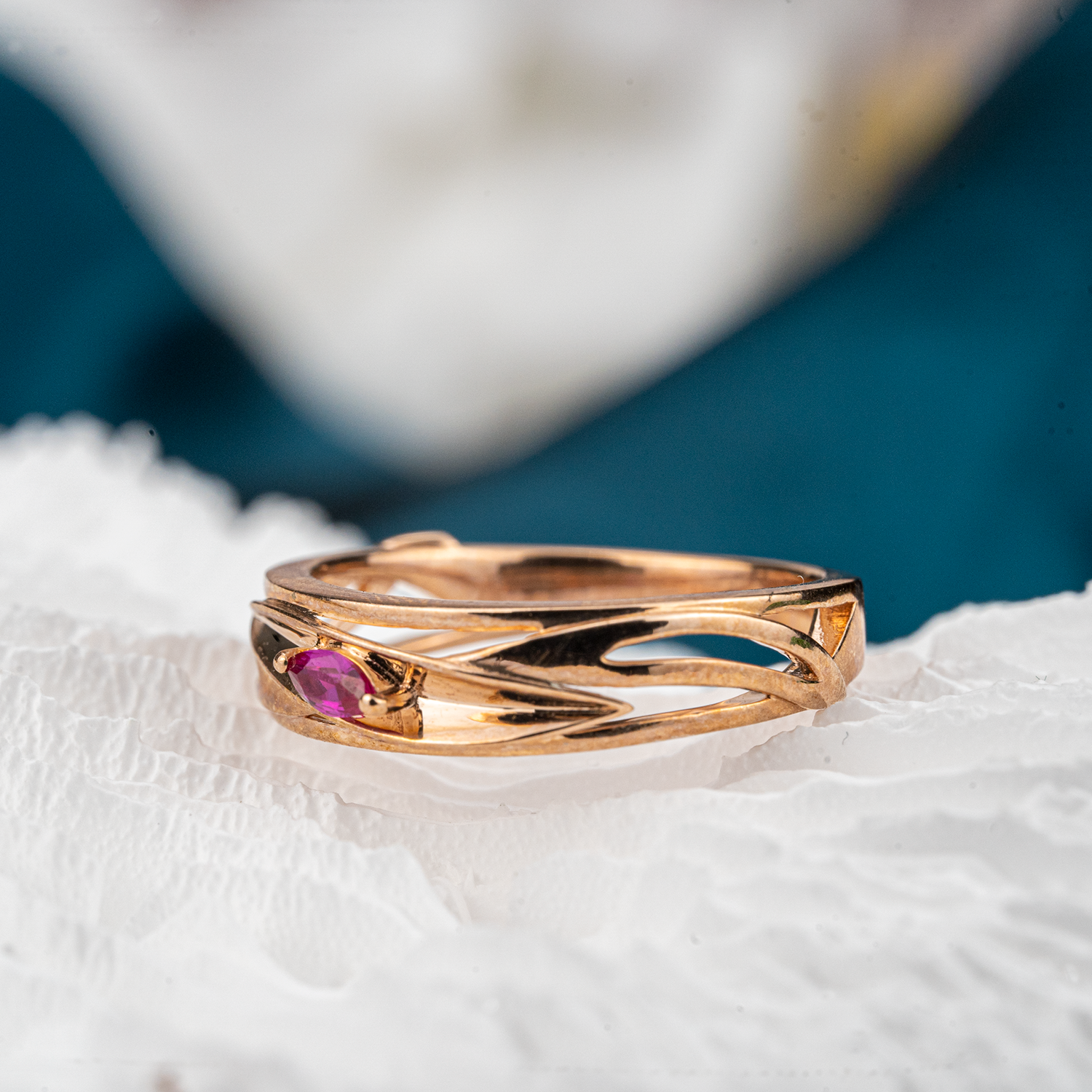 Handcrafted simplicity: Ruby band exemplifying minimalist design
