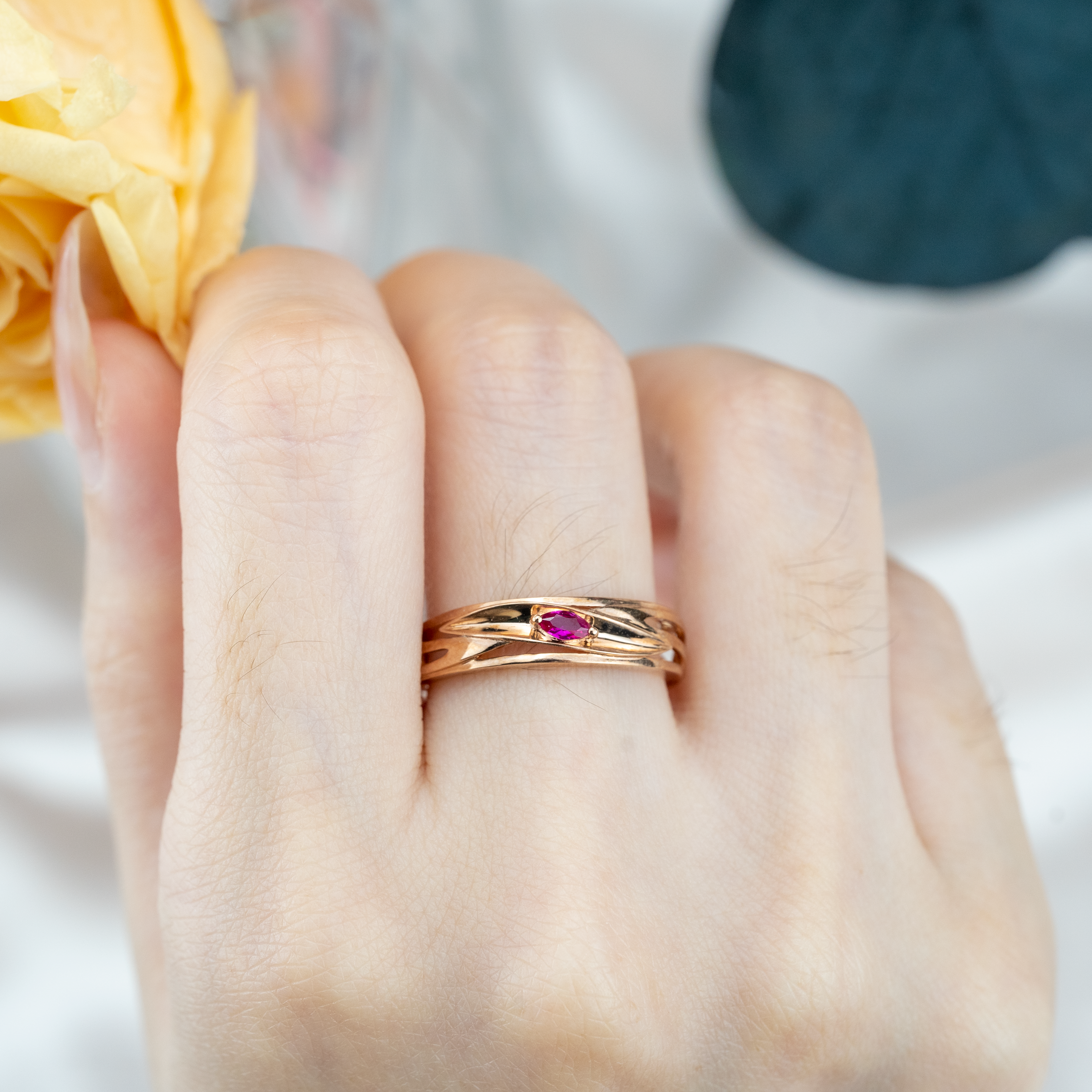 Handcrafted simplicity: Ruby band exemplifying minimalist design
