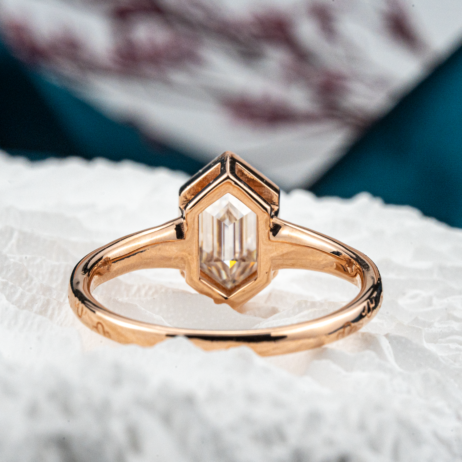 Minimalist hexagonal Moissanite ring - elegant, modern design for stylish engagement