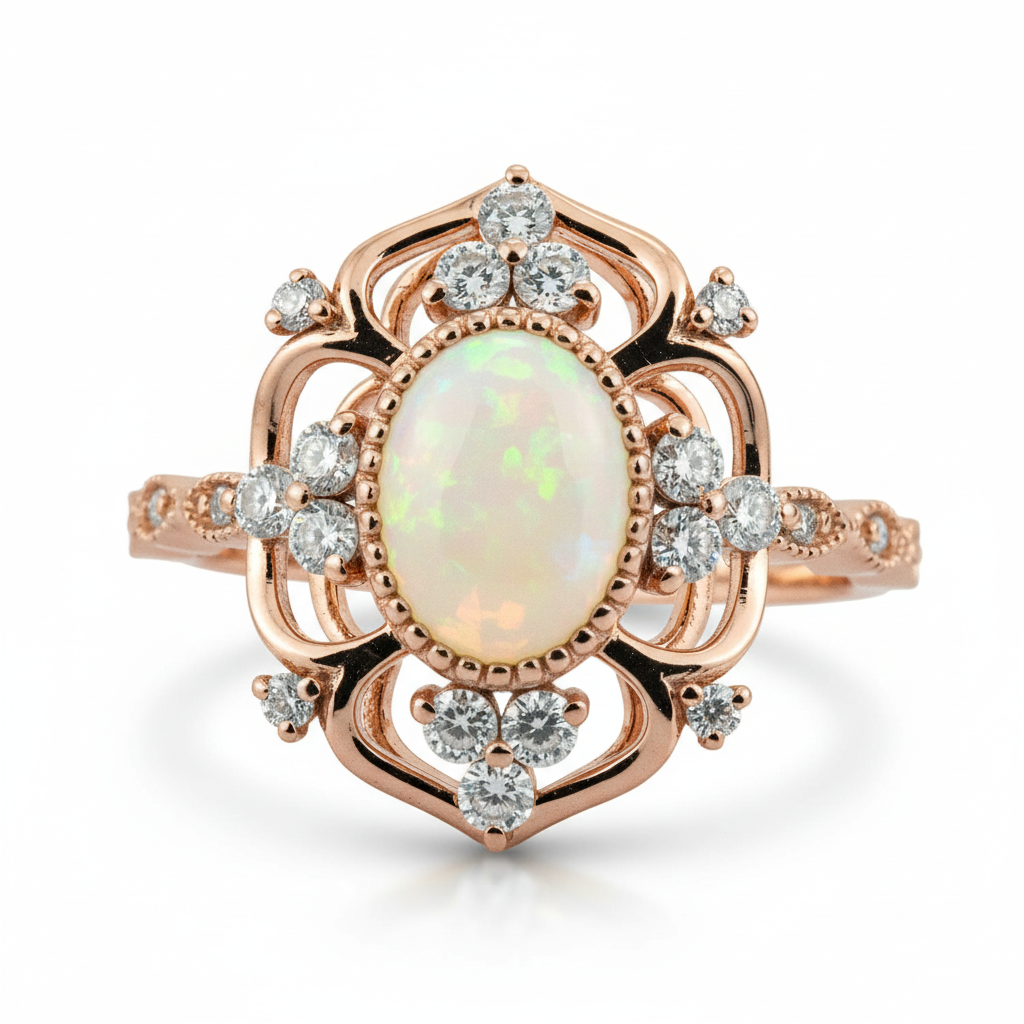 Front view of Opal Ring in Gold