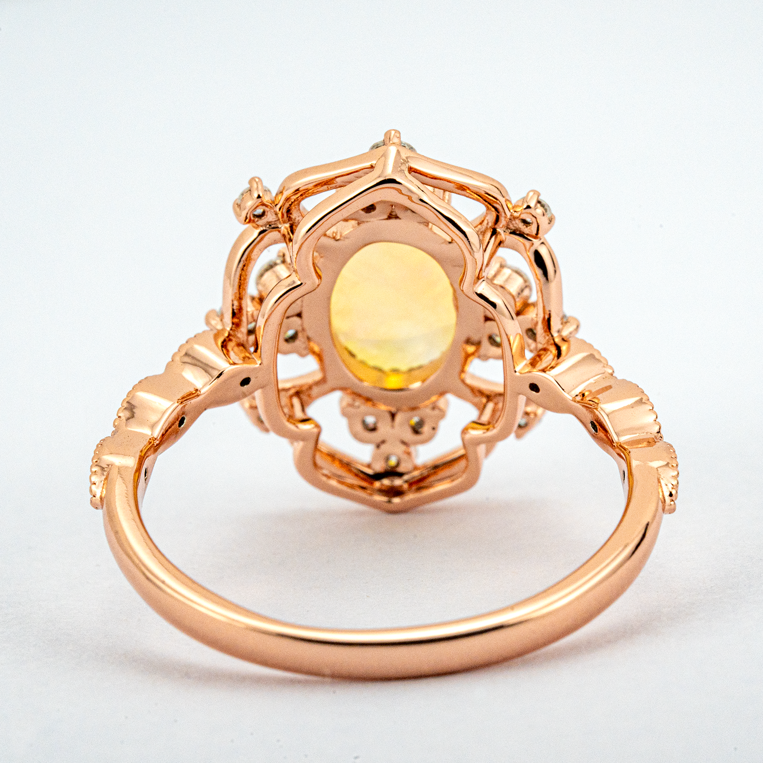 Natural Opal Gold Ring With Moissanite.