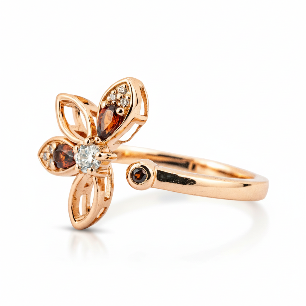 Product view of Garnet Ring in Gold