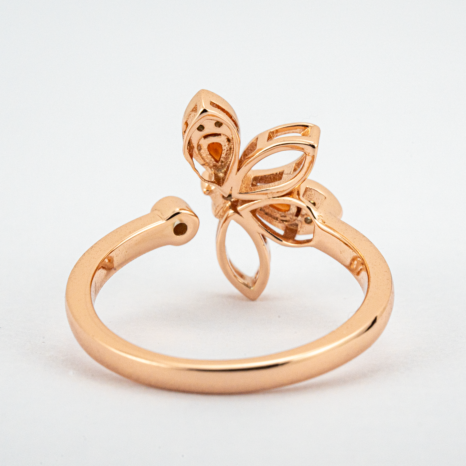 Sakura Flower Garnet Petal Ring.