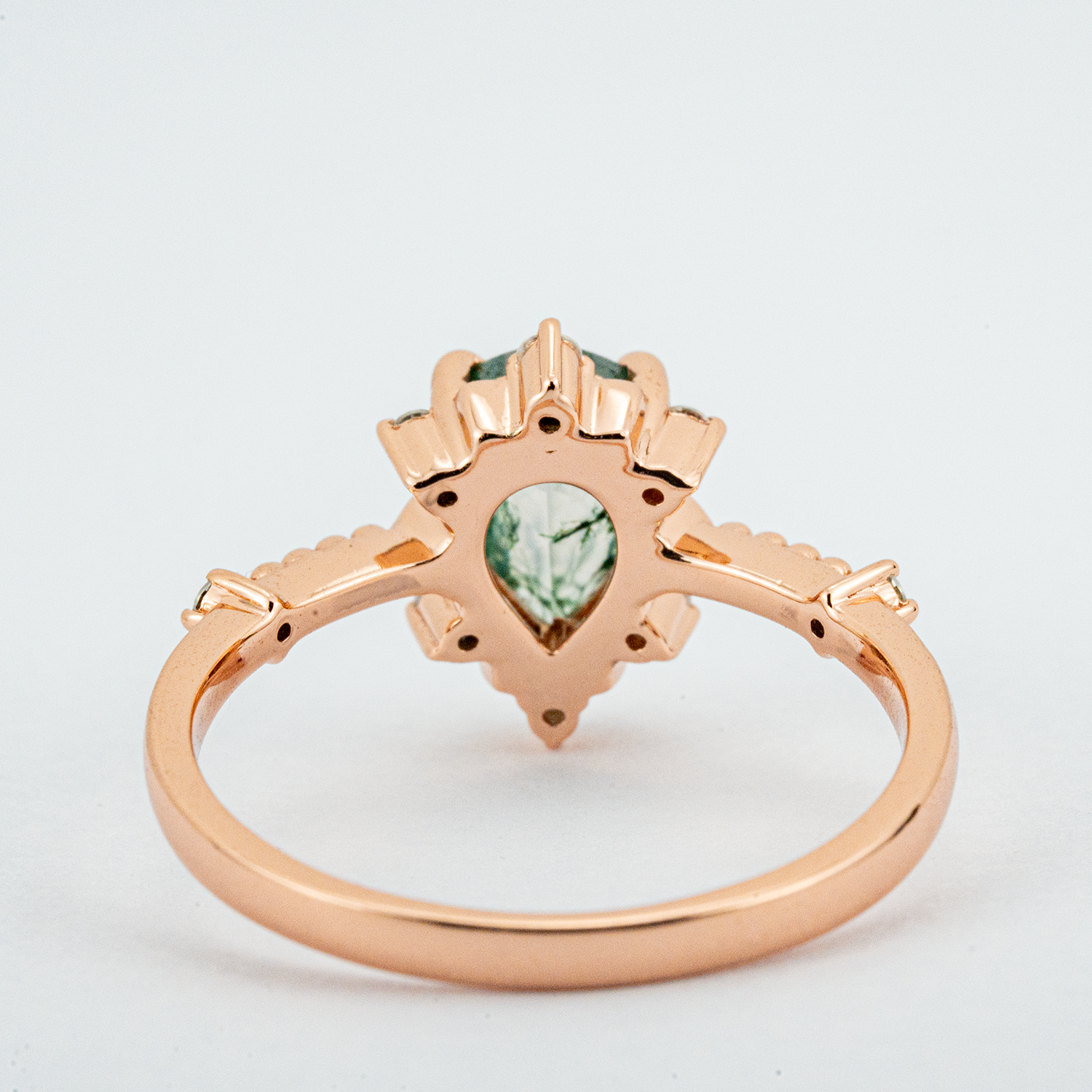 Unique Pear Moss Agate Engagement Ring - Elegant Gemstone Accessory