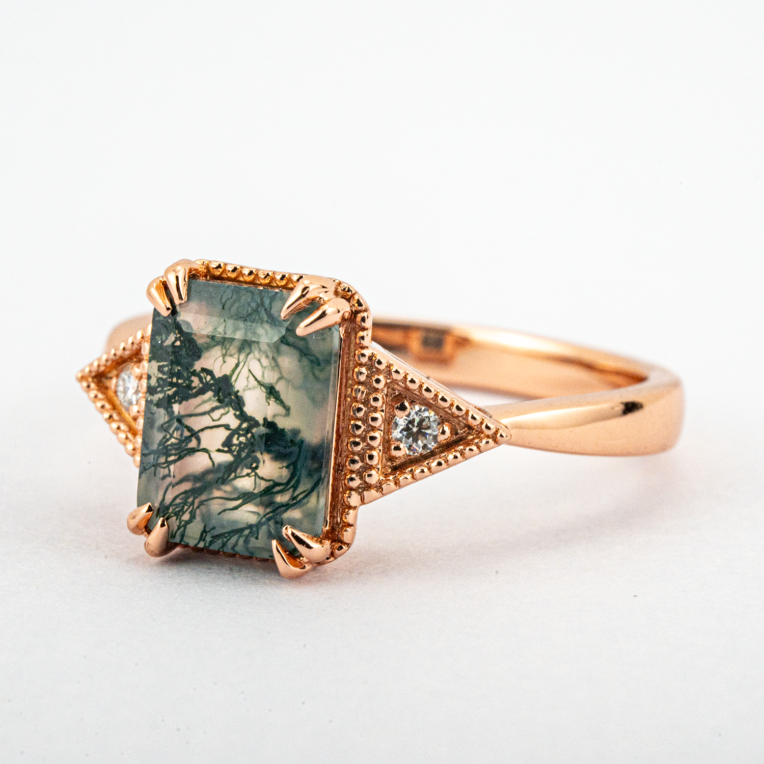 Beautiful Square Moss Agate Ring - Unique, Stunning, Nature-Inspired