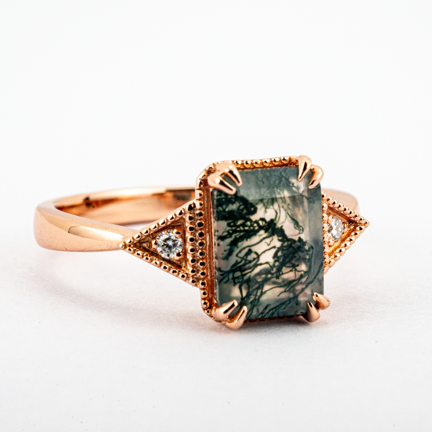 Beautiful Square Moss Agate Ring - Unique, Stunning, Nature-Inspired
