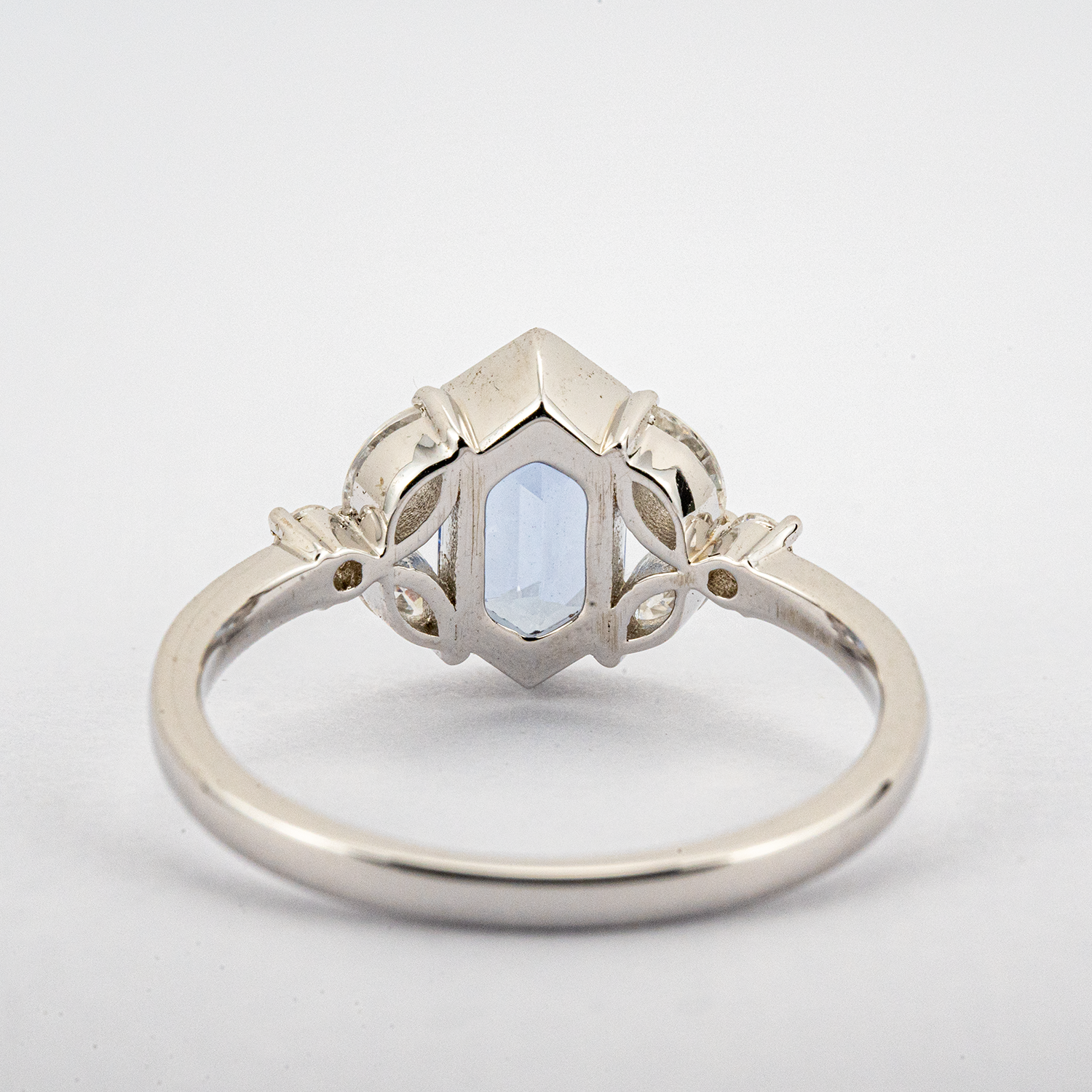 Elegant Long Hexagonal Sapphire Vintage Ring - Luxury Engagement Jewelry