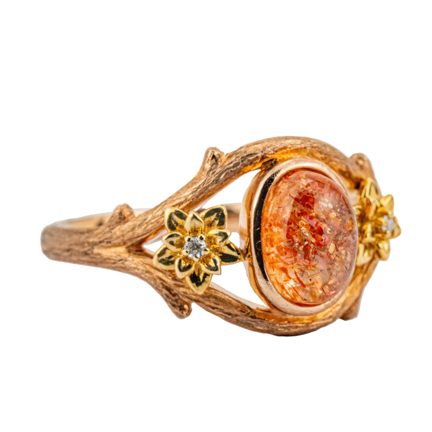 Lifestyle view of Sunstone Engagement Ring in Gold