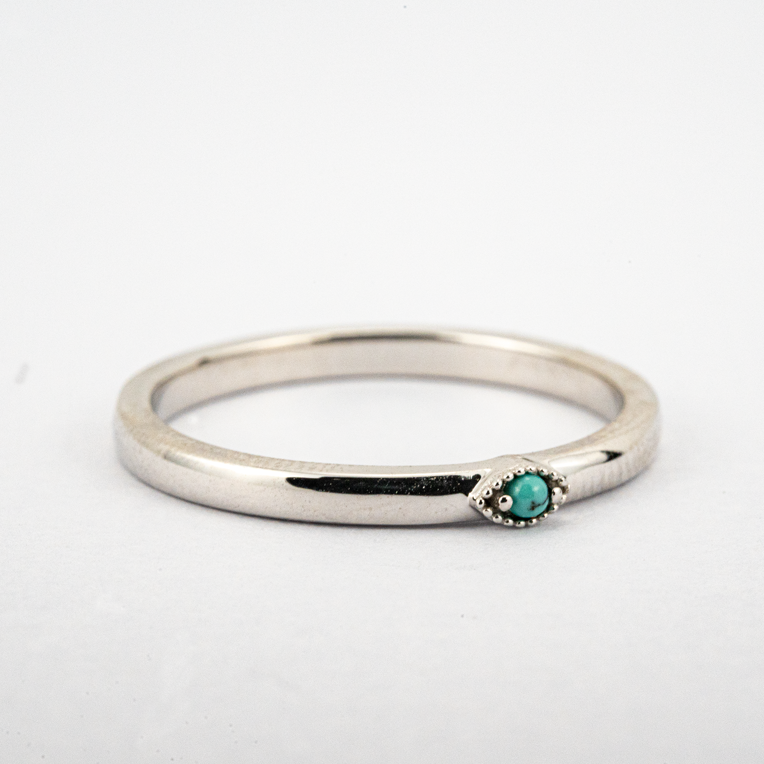 Minimalist Turquoise and White Gold Engagement Ring Anniversary Rings