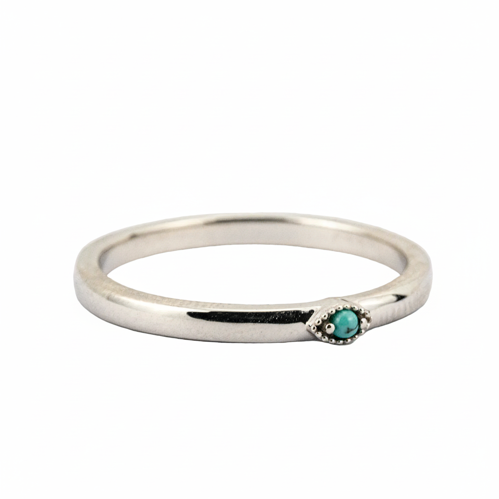 Product view of Turquoise Engagement Ring in White Gold