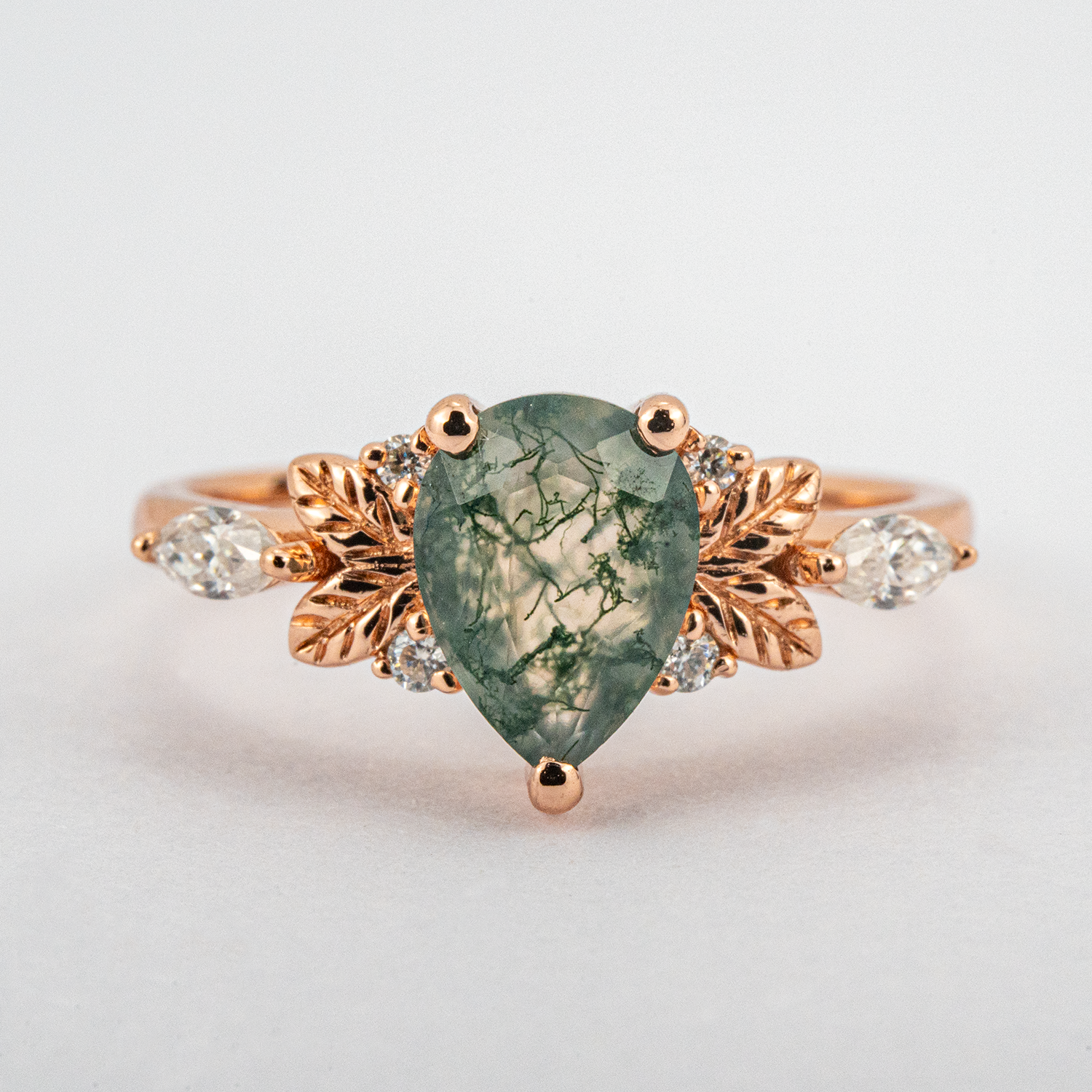 Handcrafted Unique Ring with Moissanite - Botanical Inspired Design
