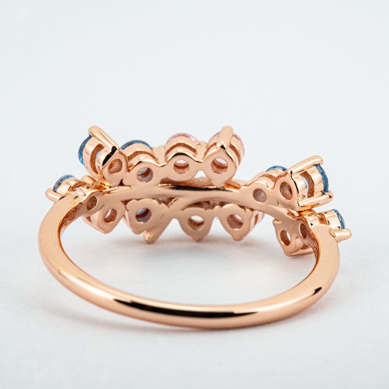 Colorful Gemstone Fantasy Engagement Ring With Moissanite.