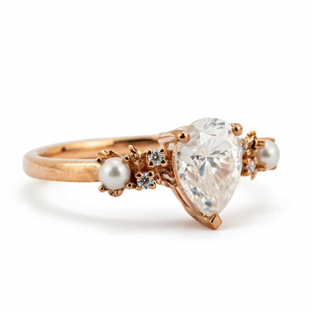Product view of Pear Moissanite Engagement Ring in Gold