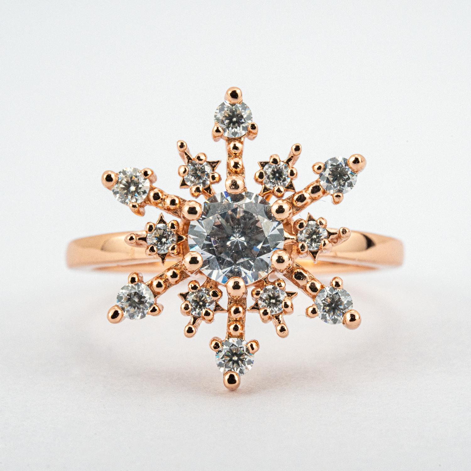 Snowflake Ring With Moissanite.
