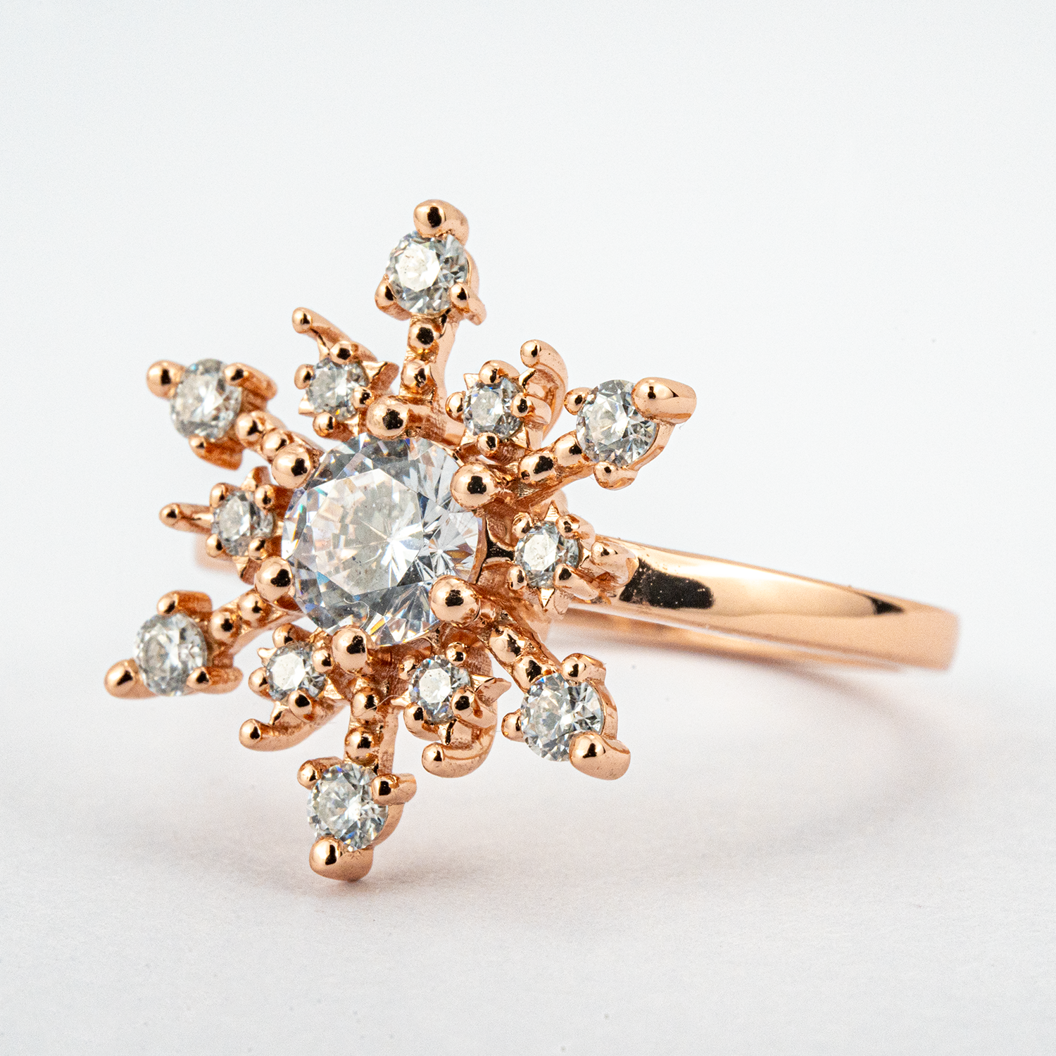 Snowflake Ring With Moissanite.