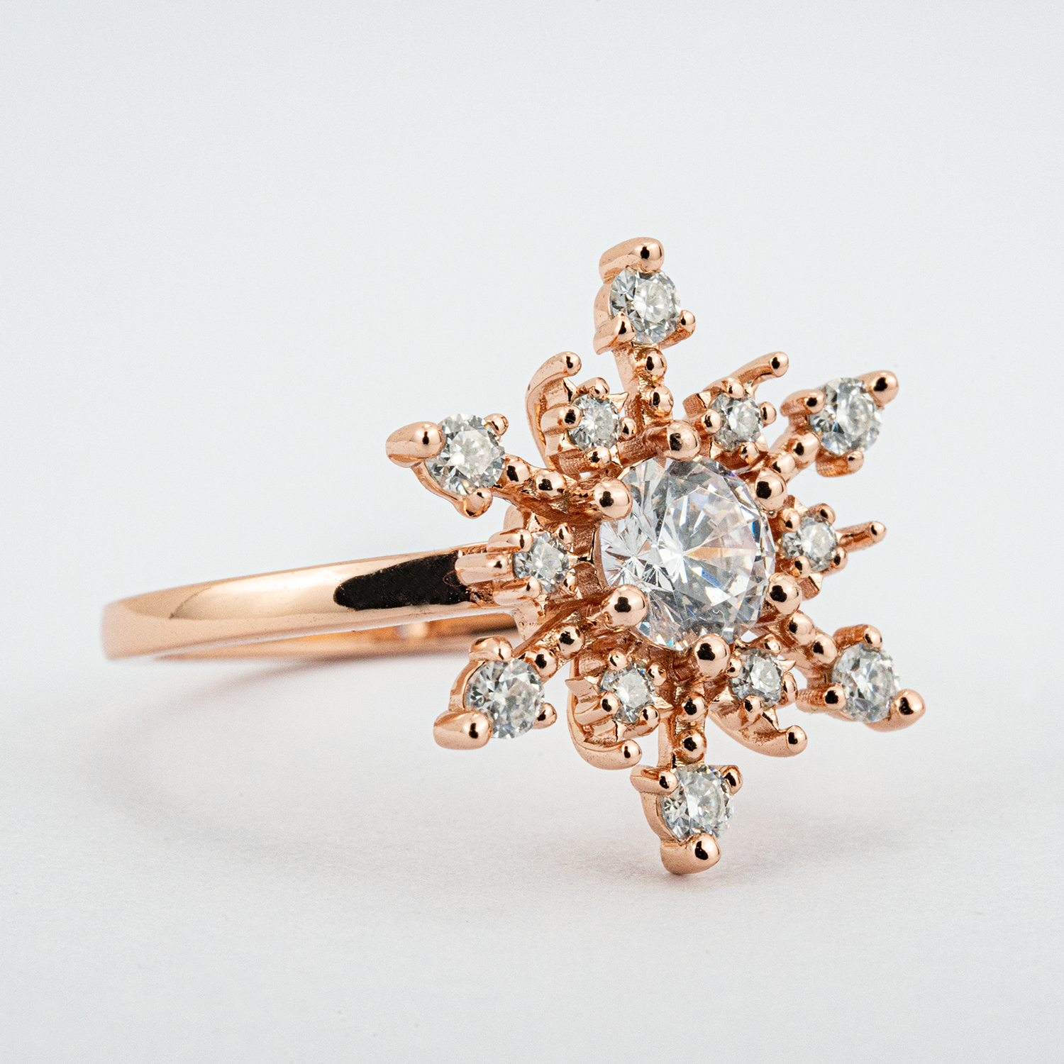 Snowflake Ring With Moissanite.