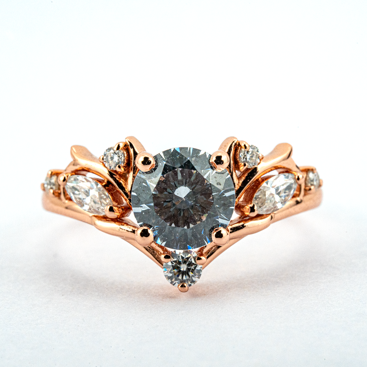 Round Moissanite Engagement Ring.