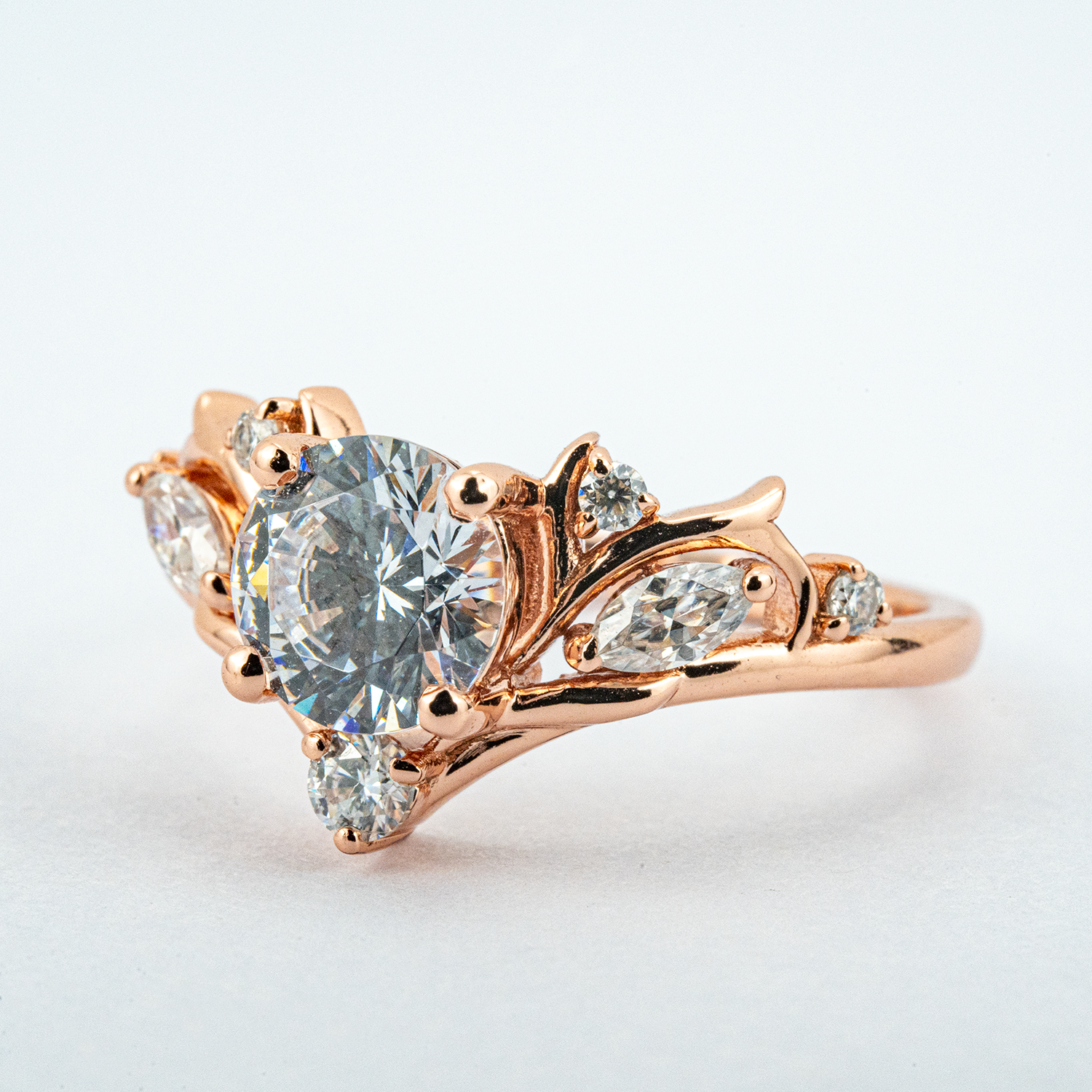 Round Moissanite Engagement Ring.