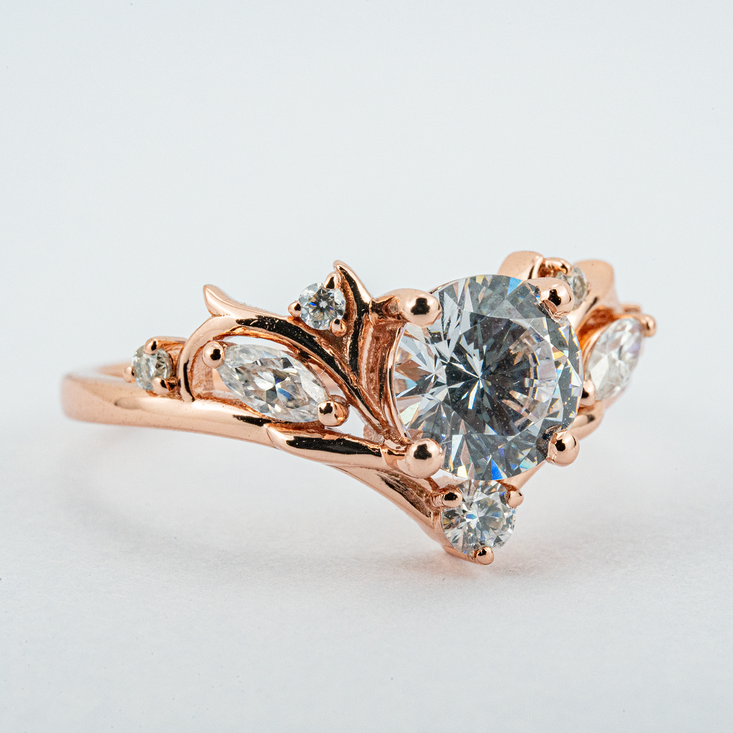 Round Moissanite Engagement Ring.