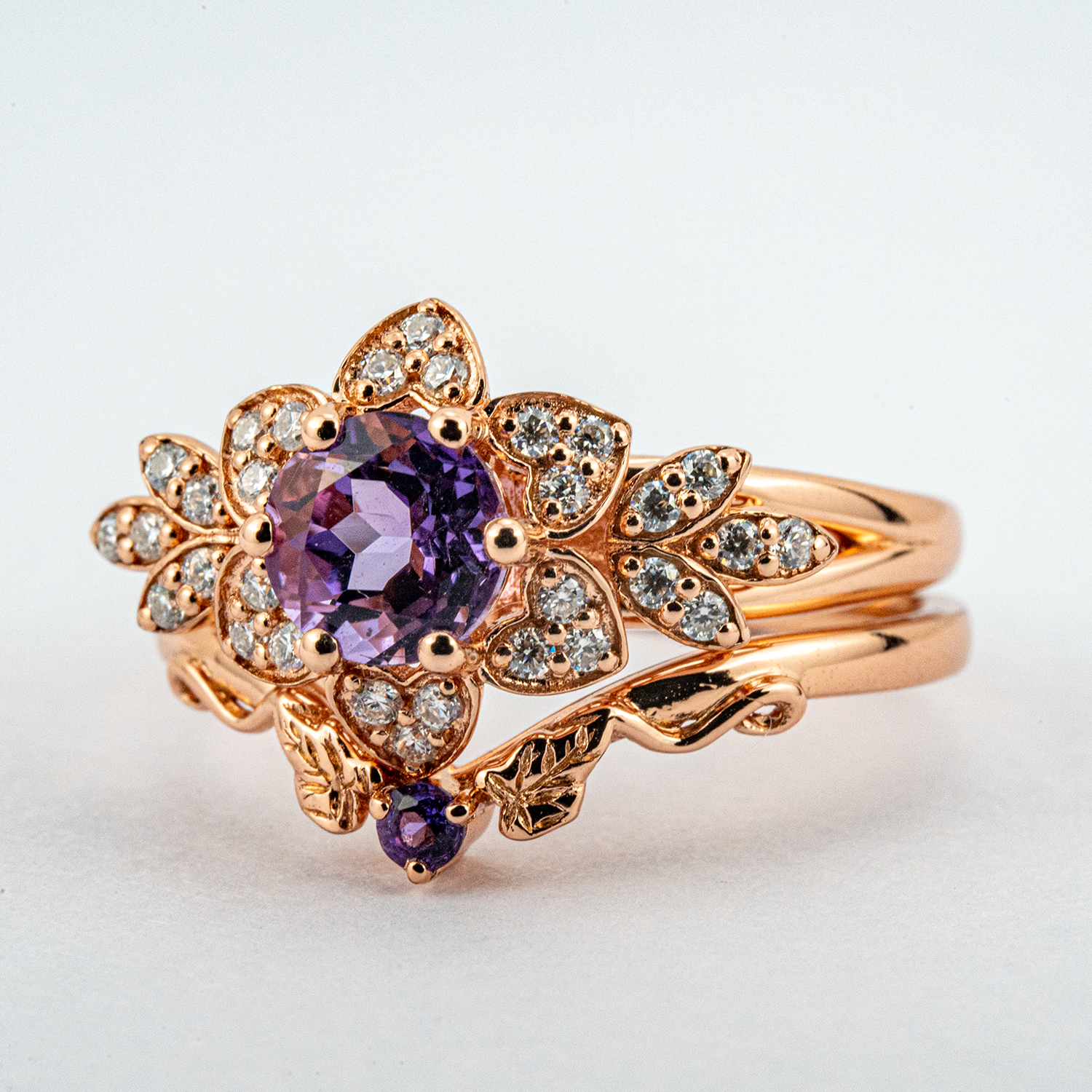 Exquisite round amethyst ring sparkling with luxury and elegance, perfect for a sophisticated touch.
